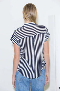 Navy Stripe Button Down