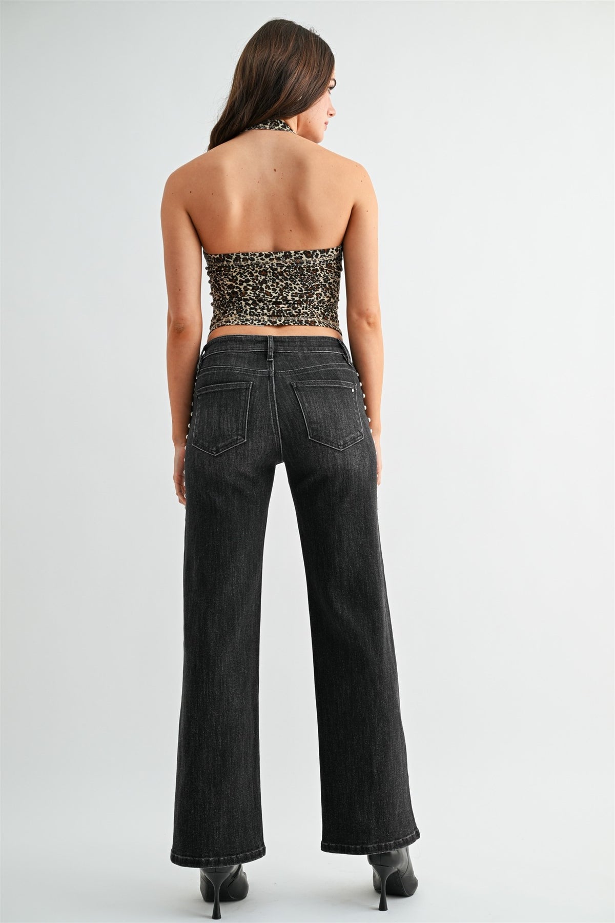 Black Studded Wide Leg