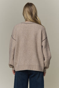Taupe Whipstitch Cardigan