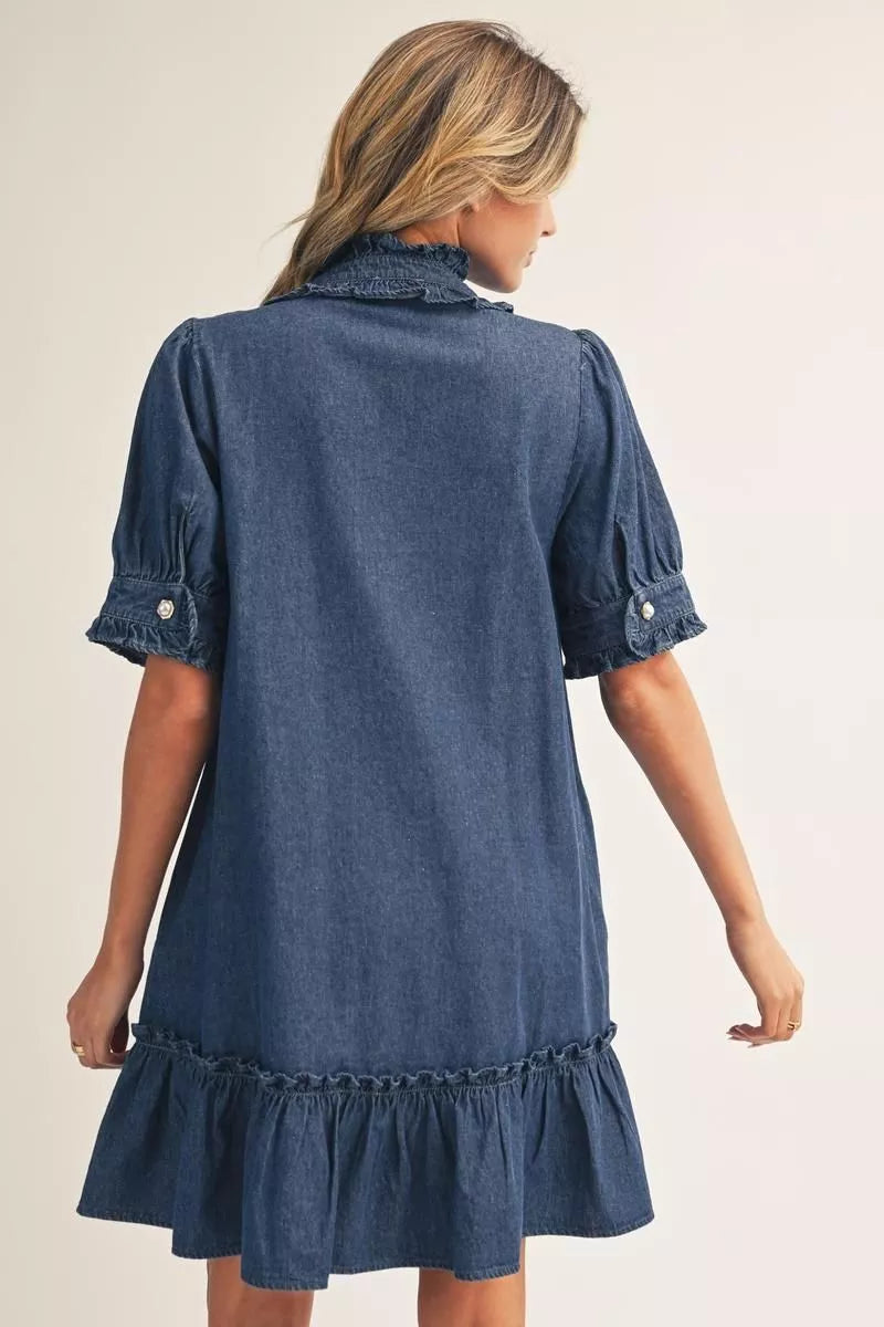 Denim Ruffle Detail Dress