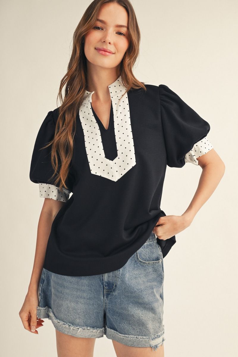 Black Polka Dot Top