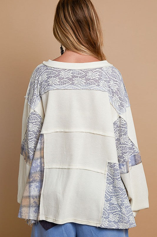 Cream & Blue Multi Thermal