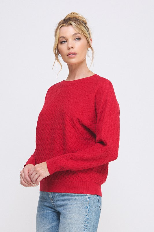 Red Herringbone Sweater