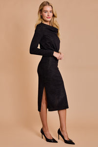 Black Gold Side Slit Midi