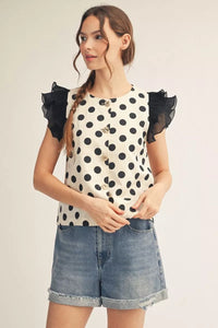 Black Polka Dot Mesh Sleeve