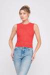 Red Pointelle Tank