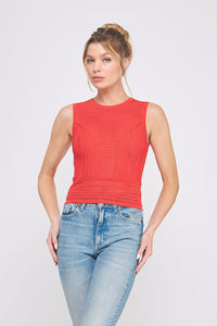 Red Pointelle Tank