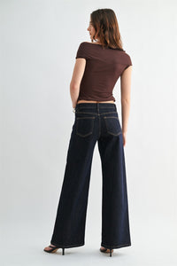 Dark Button Front Denim