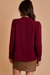 Wine Pleated Blouse