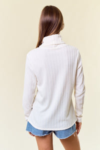 Cream Textured Turtleneck