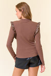 Mocha Faux Leather Ruffle