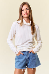 Cream Textured Turtleneck