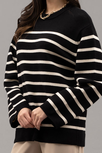 Black Stripe Lightweight Sweater