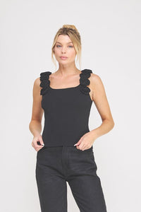 Black Rosette Tank