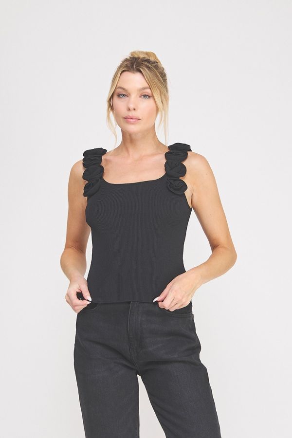 Black Rosette Tank