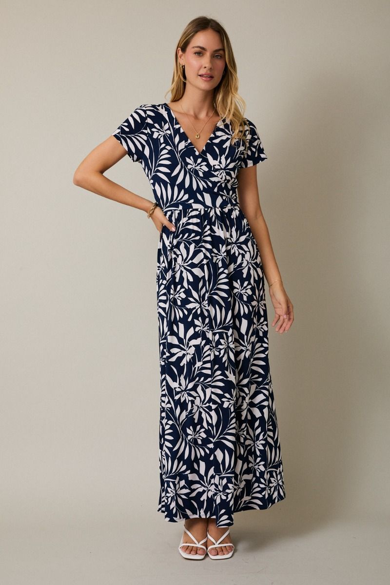 Navy & White Tropical Maxi