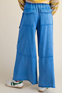 Blue Mineral Washed Wide Leg
