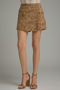 Camel Paisley Skort