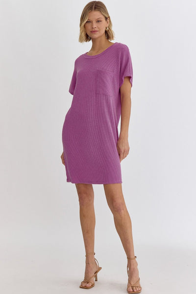 Purple Ribbed Dress