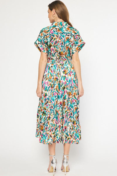 Ivory Satin Print Maxi