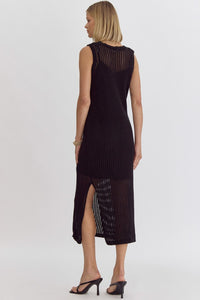 Black Crochet Midi