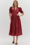 Garnet Embroidered Hem Midi