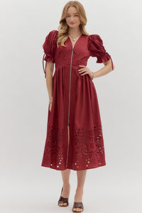 Garnet Embroidered Hem Midi