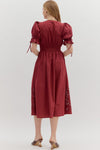 Garnet Embroidered Hem Midi