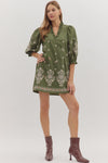 Olive Embroidered Dress