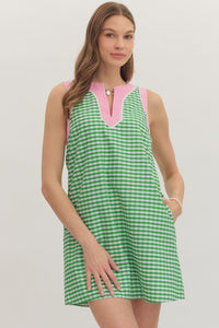 Green Gingham Mini Dress