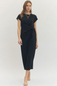 Black Wrap Midi Dress
