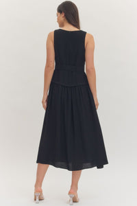 Black Audrey Belted Midi