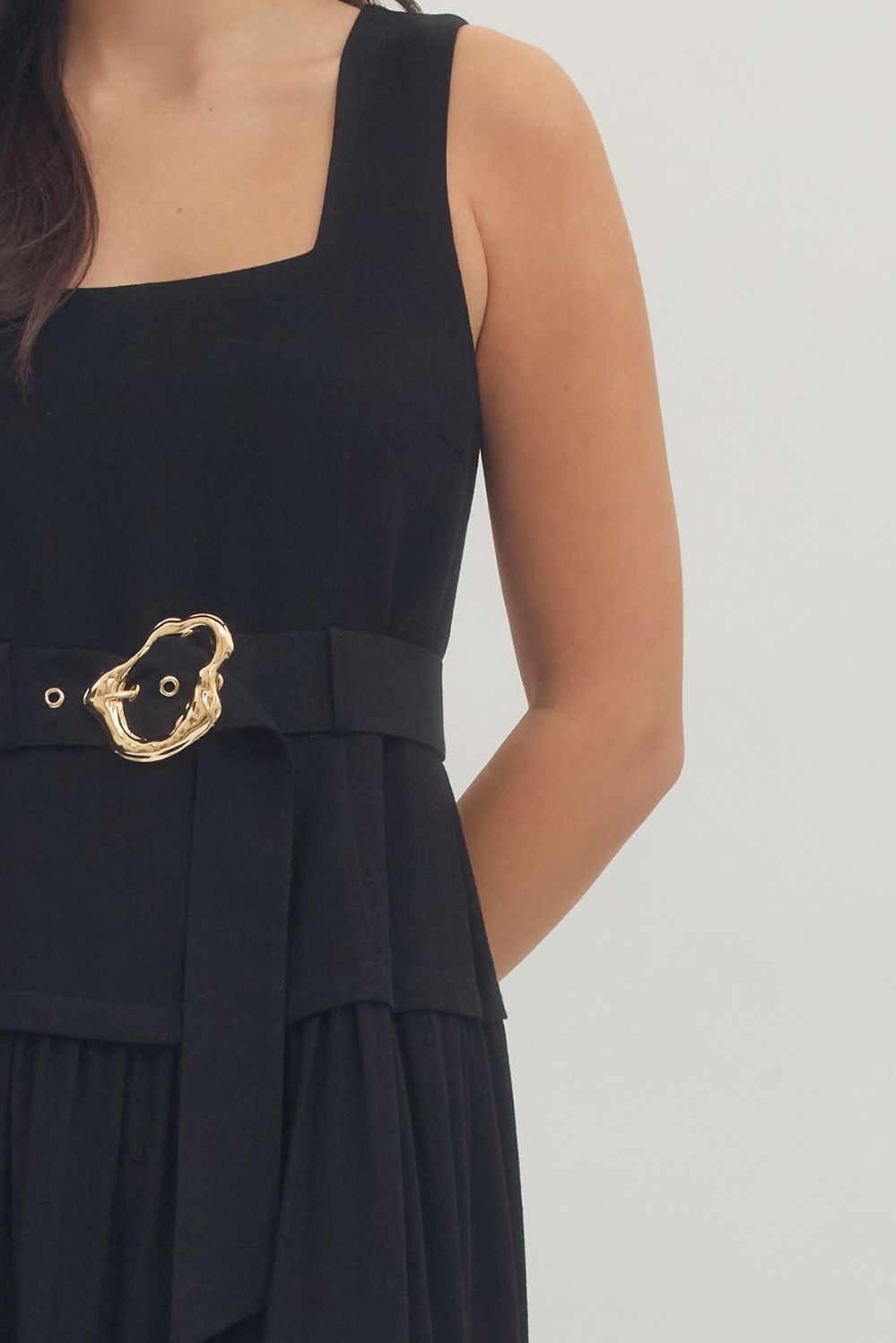 Black Audrey Belted Midi