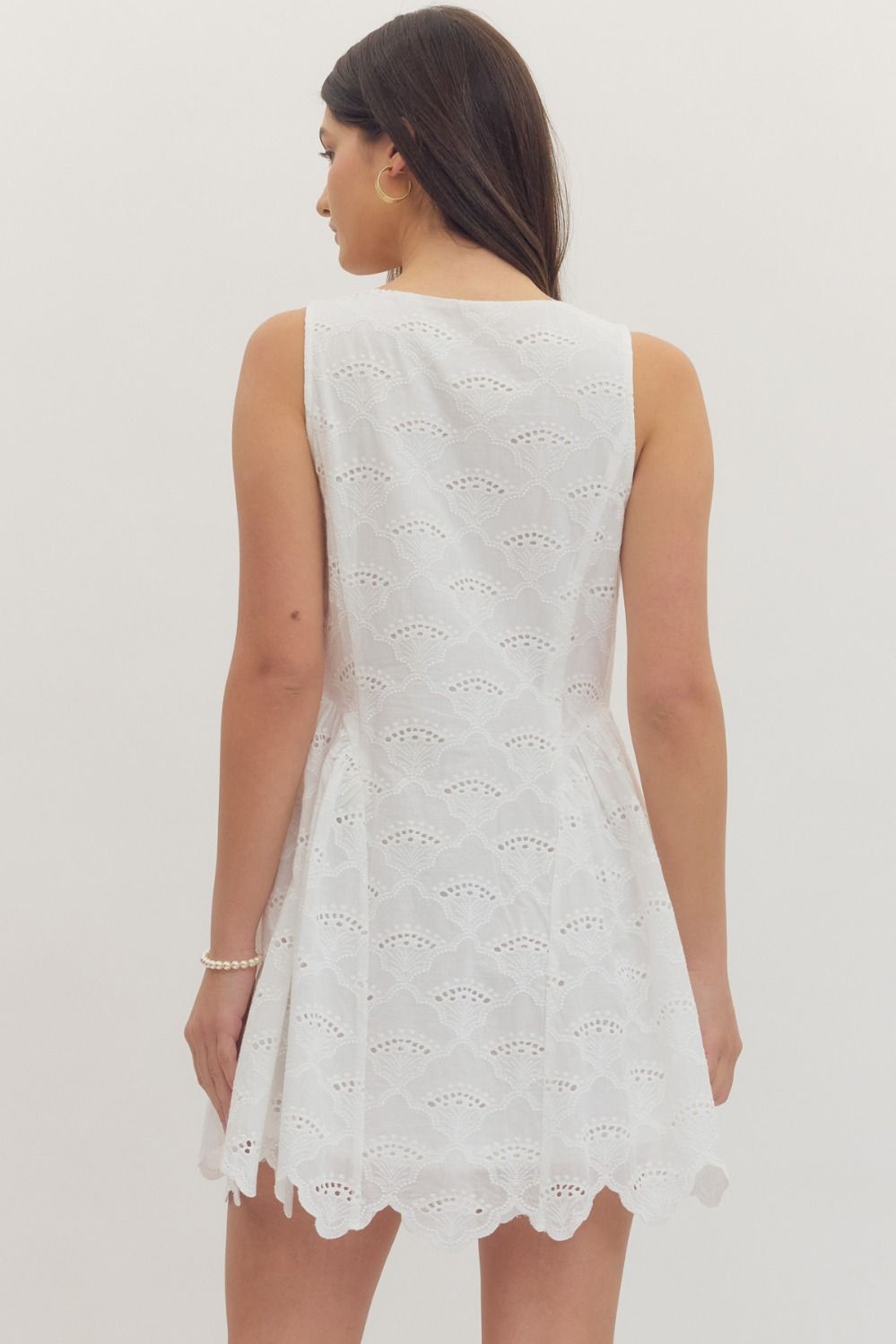White Scallop Eyelet Dress