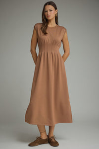 Pintuck Midi Dress
