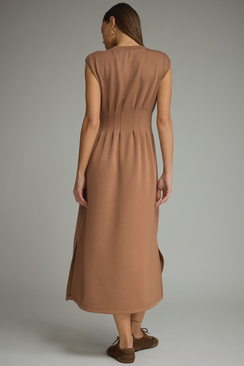 Pintuck Midi Dress