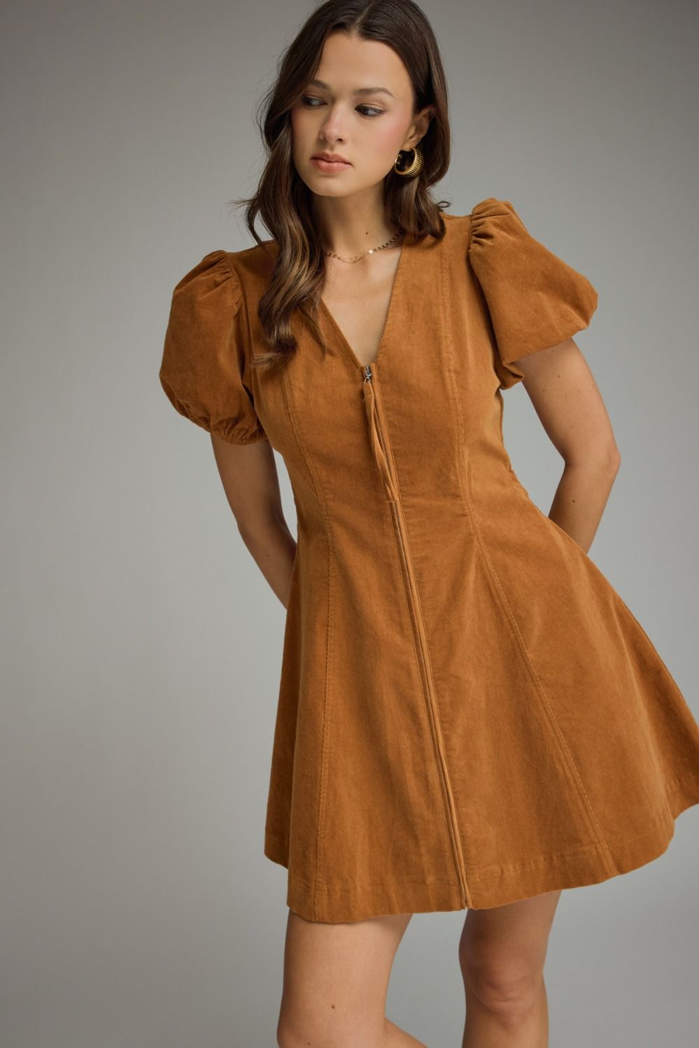 Camel Corduroy Dress