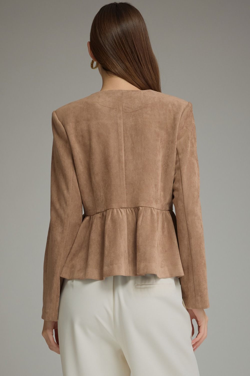 Camel Suede Peplum Jacket