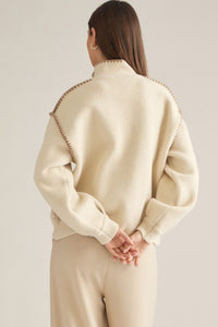 Cream Whipstitch Knit Jacket