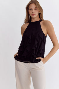 Black Halter Ruffle