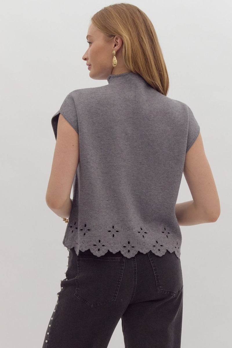 Charcoal Scallop Sweater