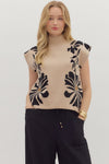 Taupe Floral Pullover Sweater