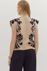 Taupe Floral Pullover Sweater