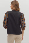 Black & Rust Embroidered Top