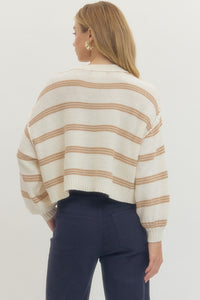 Mocha Striped Knit Sweater