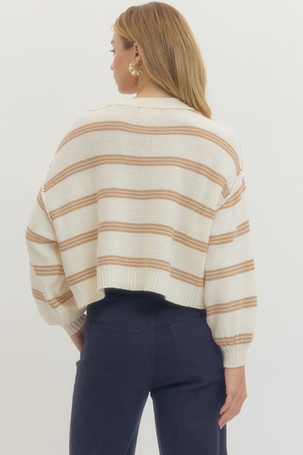 Mocha Striped Knit Sweater