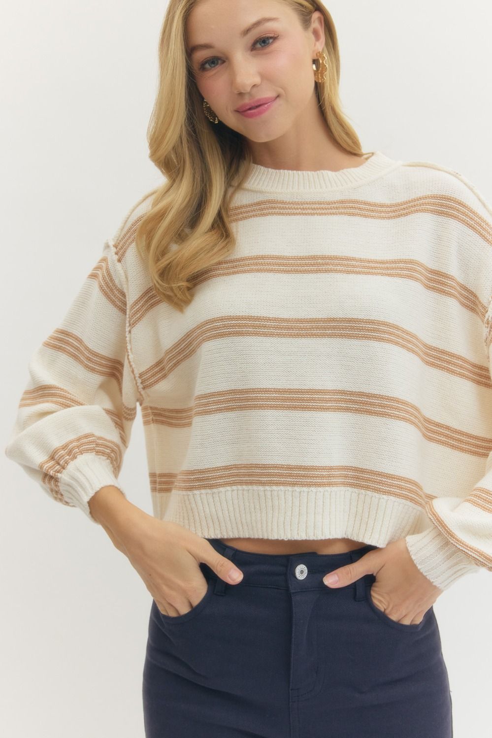 Mocha Striped Knit Sweater