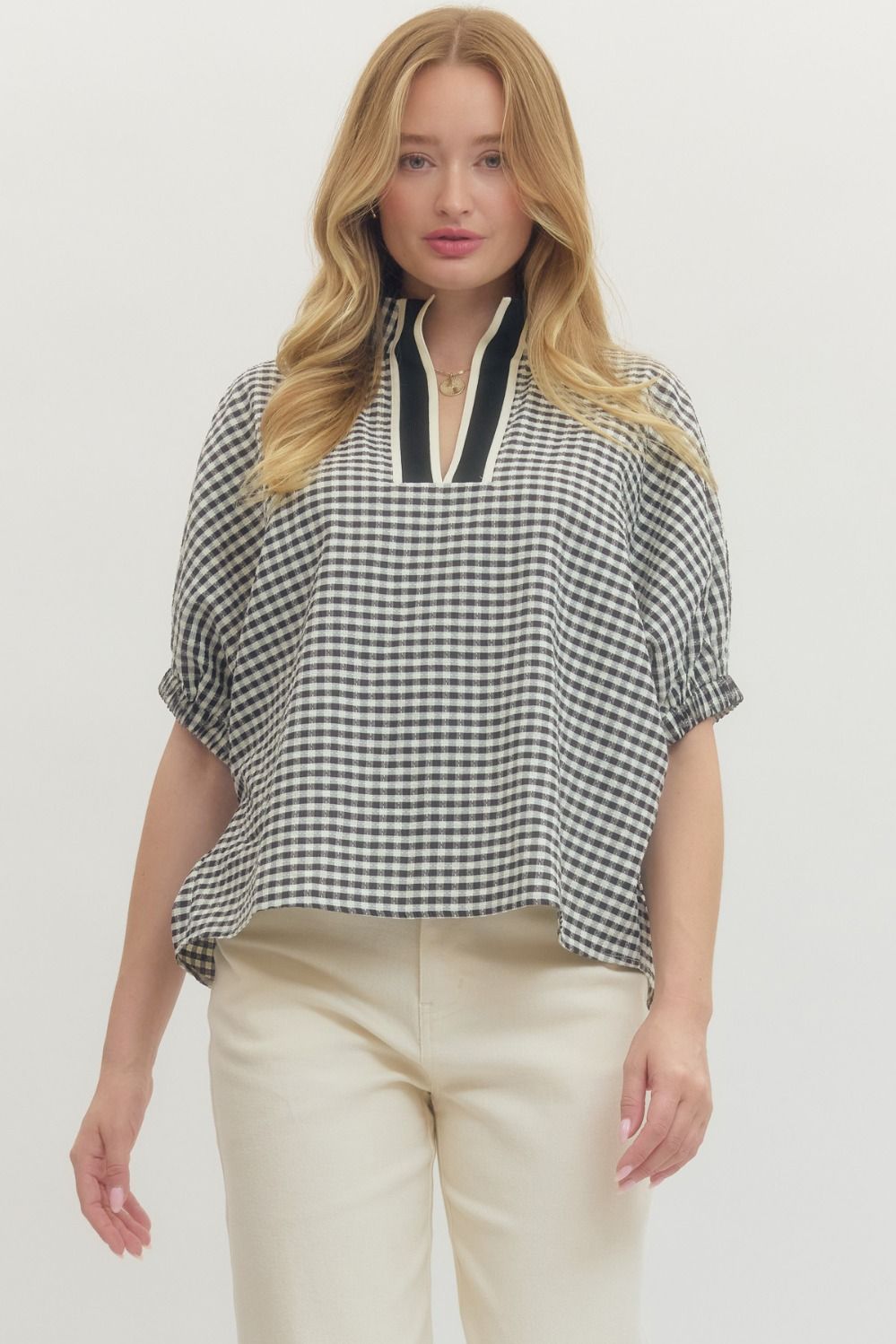 Black Gingham Short Dolman