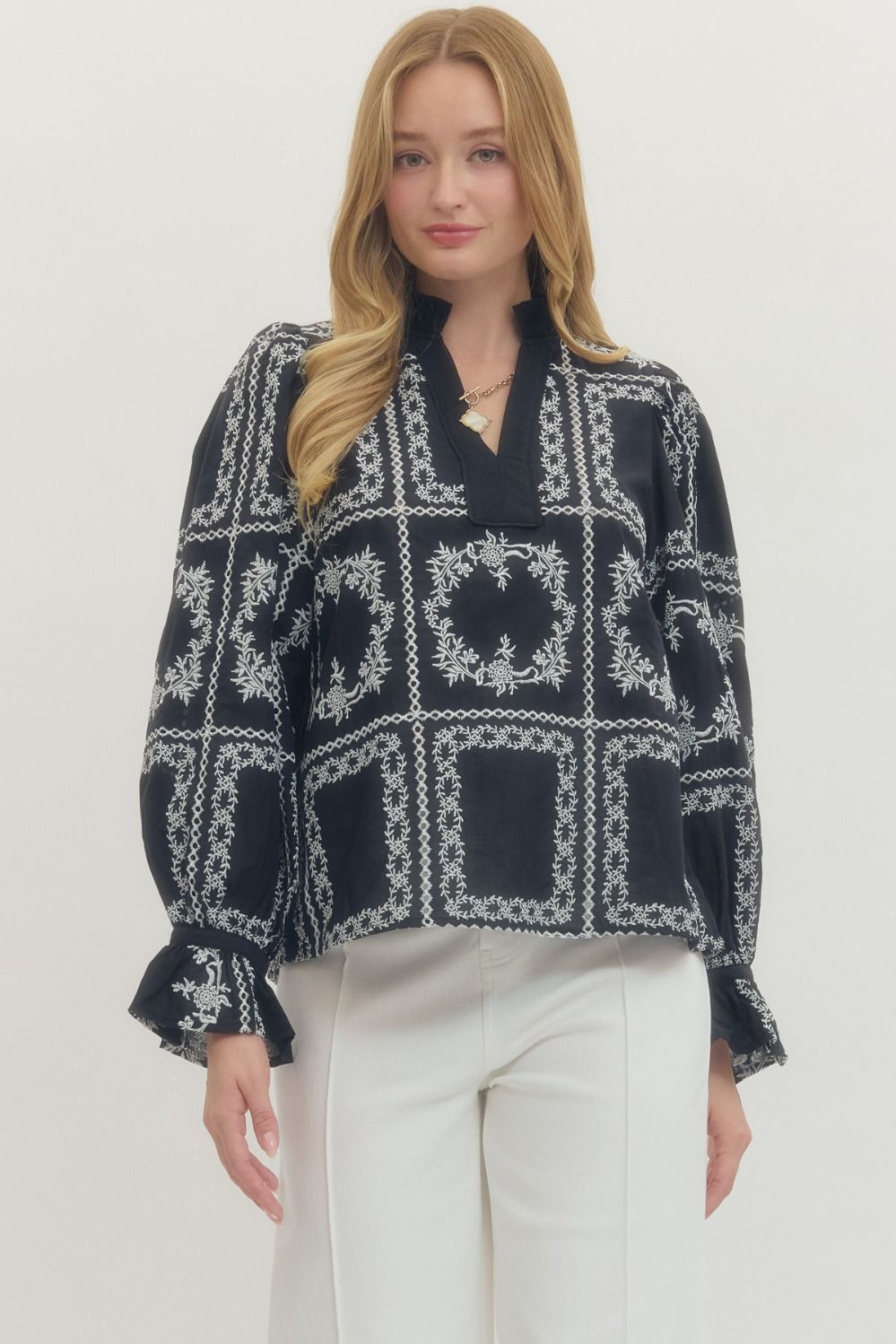 Black Embroidered & Eyelet