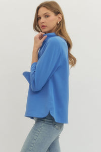 Cerulean Blue Split Neck